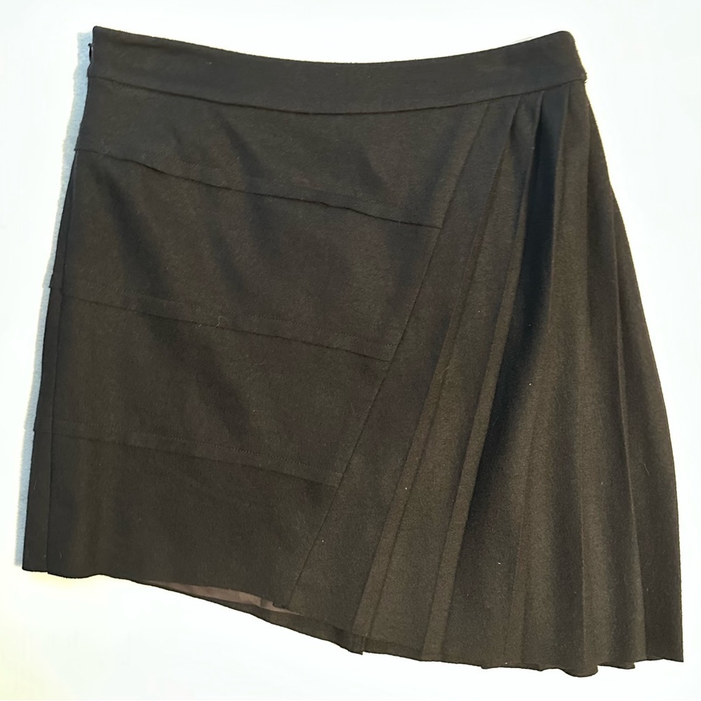 Rag & Bone Asymmetrical Wool Mini Half Pleated Skirt Womens 0 Black chic